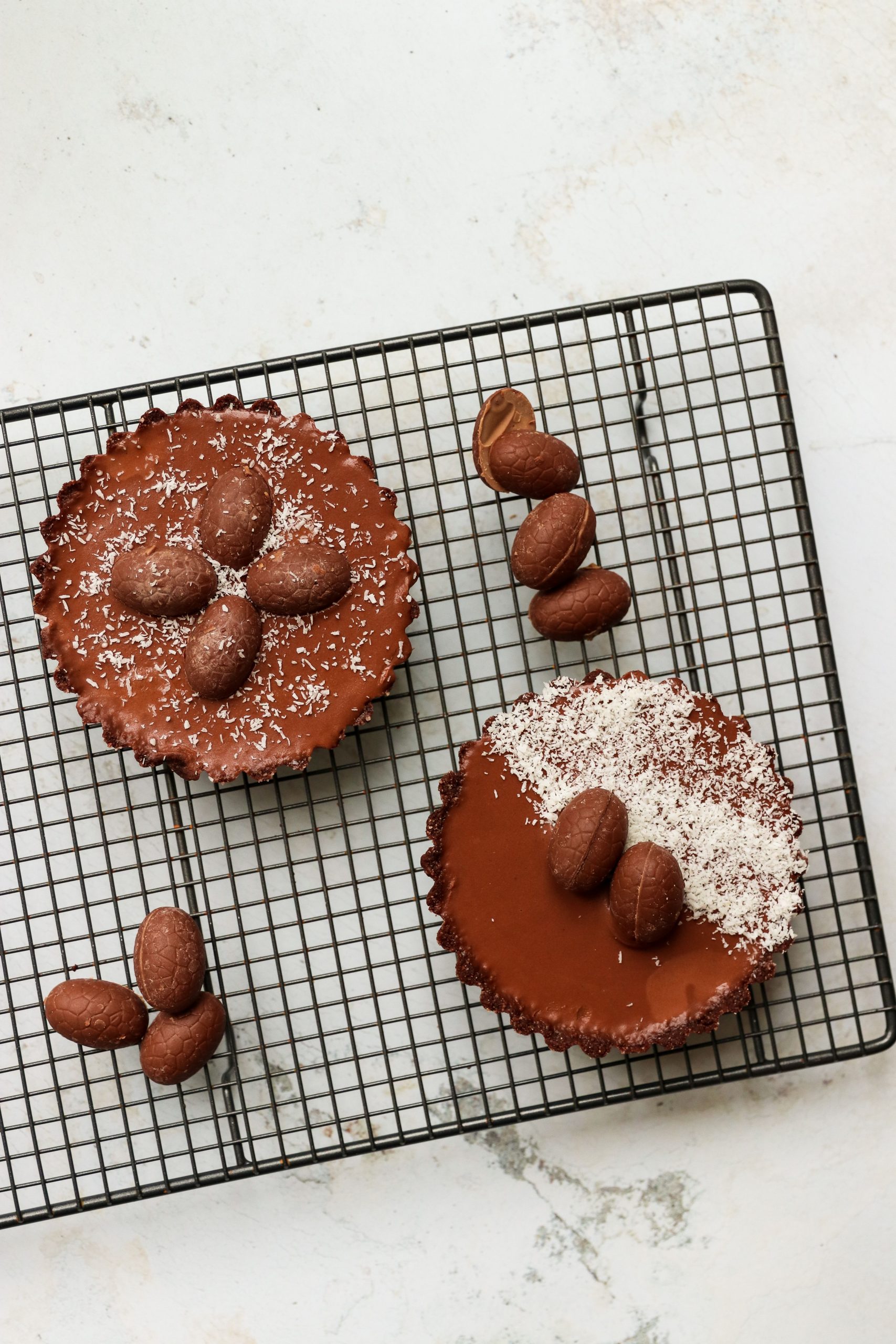 vegan easter egg chocolate tarts